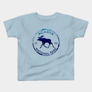 Acadia National Park Maine Moose Lovers Distressed Design Kids T-Shirt